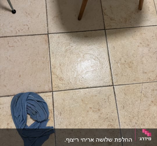 רצפה עם סמרטוט כחול לניקוי